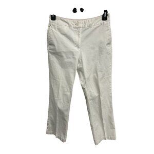 Talbots Petites Womens White Straight-Leg Cotton Blend Pants Size 6P Minimalist